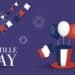 French National Day 14th of July Happy Bastille Day with balloons helium and tophat