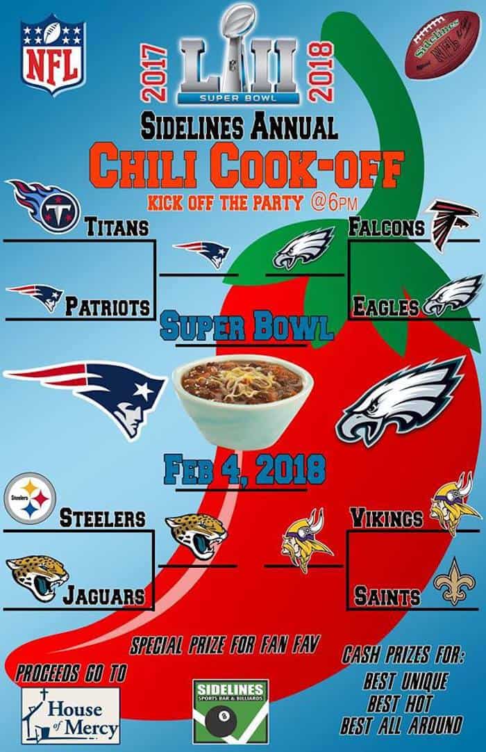 Super Bowl Party and Chili Cookoff at Sidelines Sports Bar Charlotte