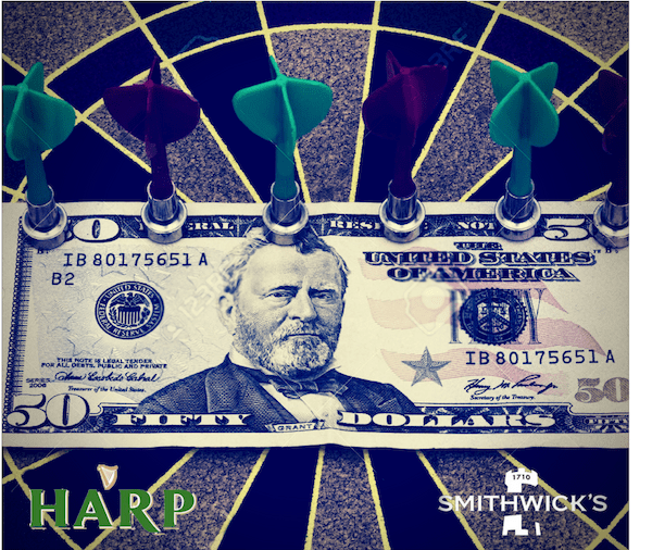 Win 50 at a free darts tournament every week at Belfast Mill Irish Pub