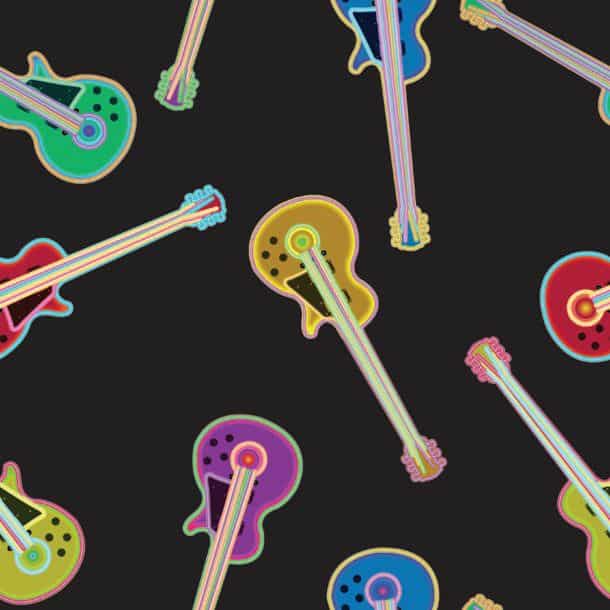 Electric Guitar Pattern Abstract Seamless Texture Vector Art Illustration
