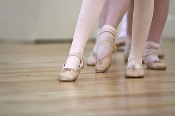 Close Up Of Feet In Children S Ballet Dancing Class