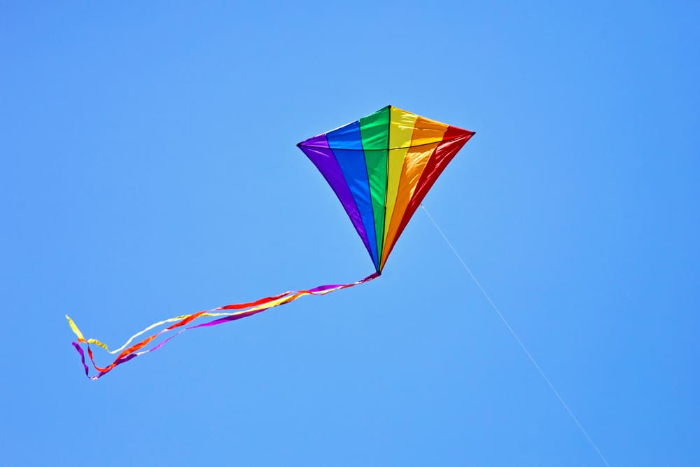 kite flying in the blue sky