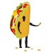 Taco Man Mascot Promoter Male In Costume Fried Tortilla Distributes Flyers Puppets Mexican Food Engaged In Advertising Goods