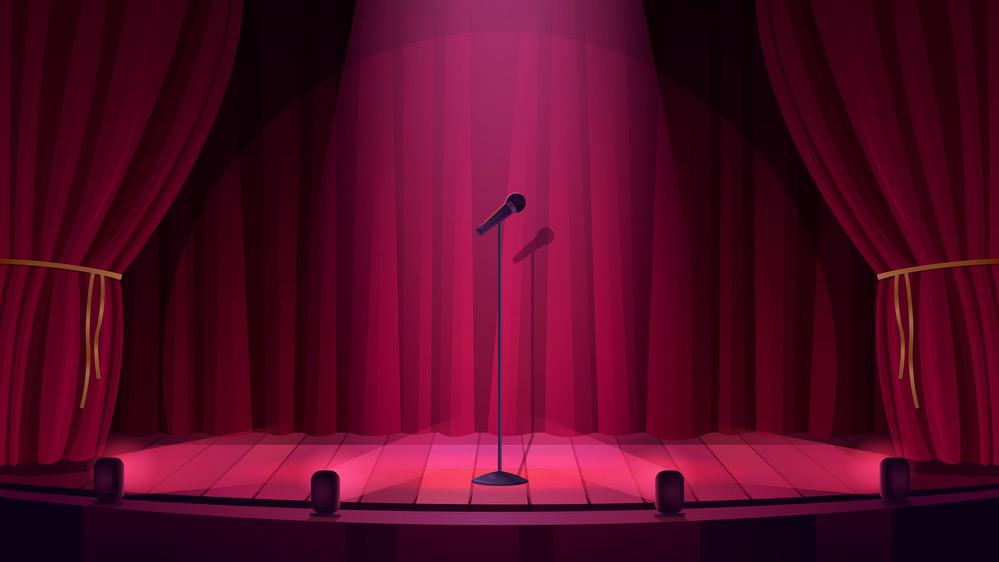 microphone on an empty stage
