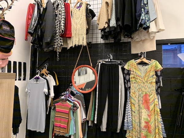 Clothes hanging in The Closet, at Dupp & Swat