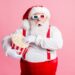 Santa wearing 3D glasses and eating popcorn