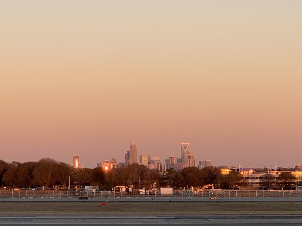 Charlotte skyline during sunset, from the old Airport Overlook.