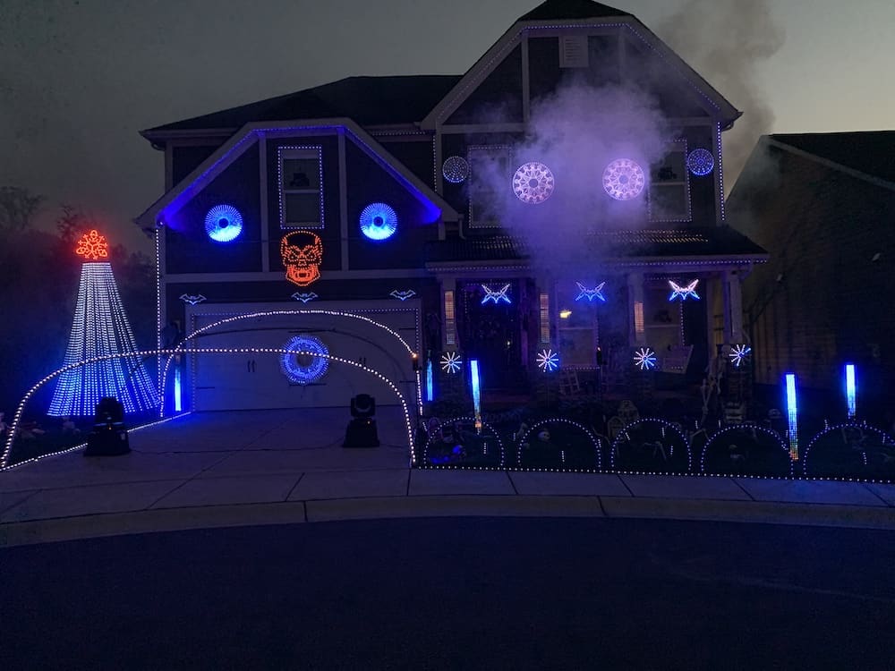 Halloween Light Show In Mcadenville Charlotte On The Cheap