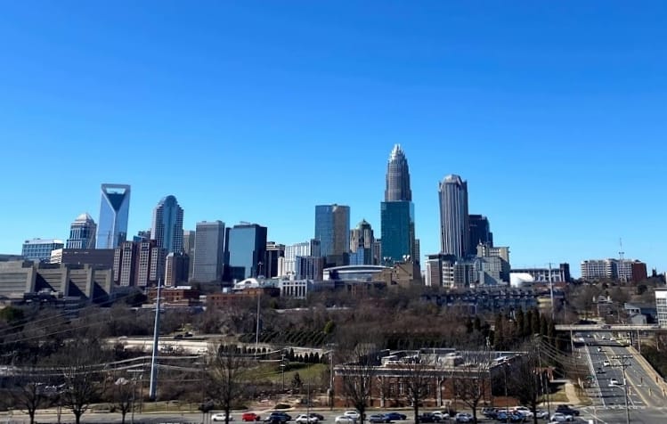 View of Charlotte skyline from CPCC parking deck