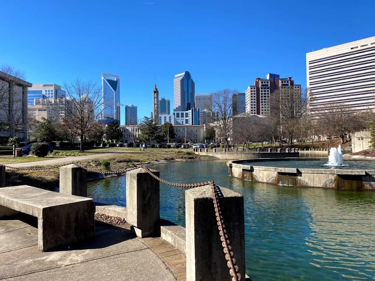 View of Charlotte skyline from Marshall Park