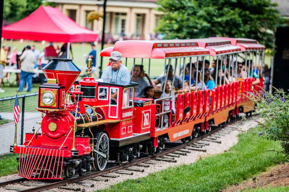 Rotary Express train in village park in kannapolis