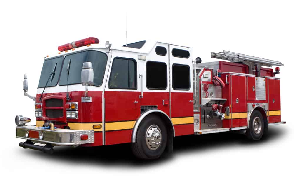 red fire truck isolate on white background