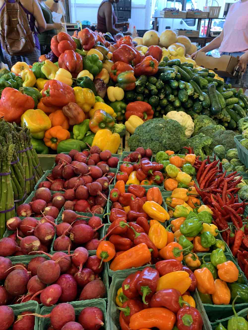 Display of fresh produce at Charlotte Regional Farmers Market