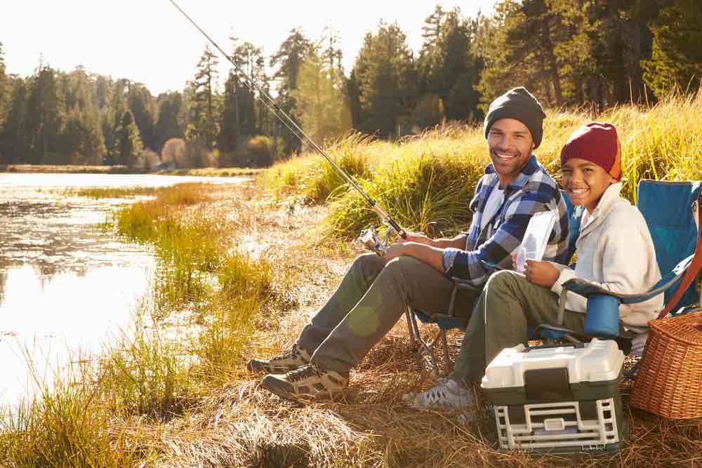 father and son fishing