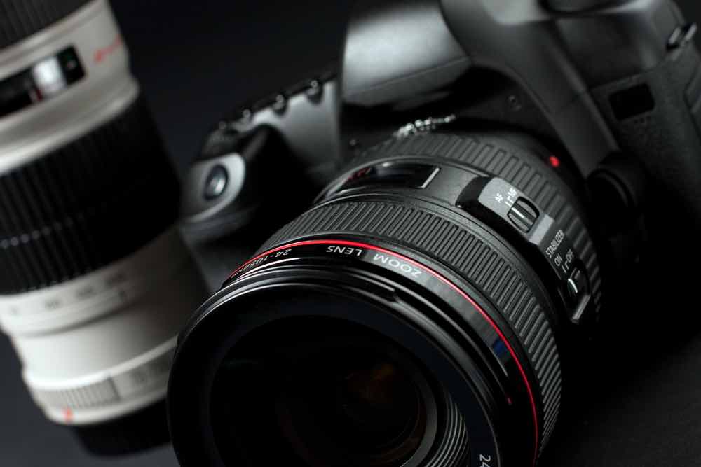 Close-up of SLR camera