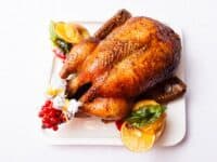 roasted turkey, viewed from above