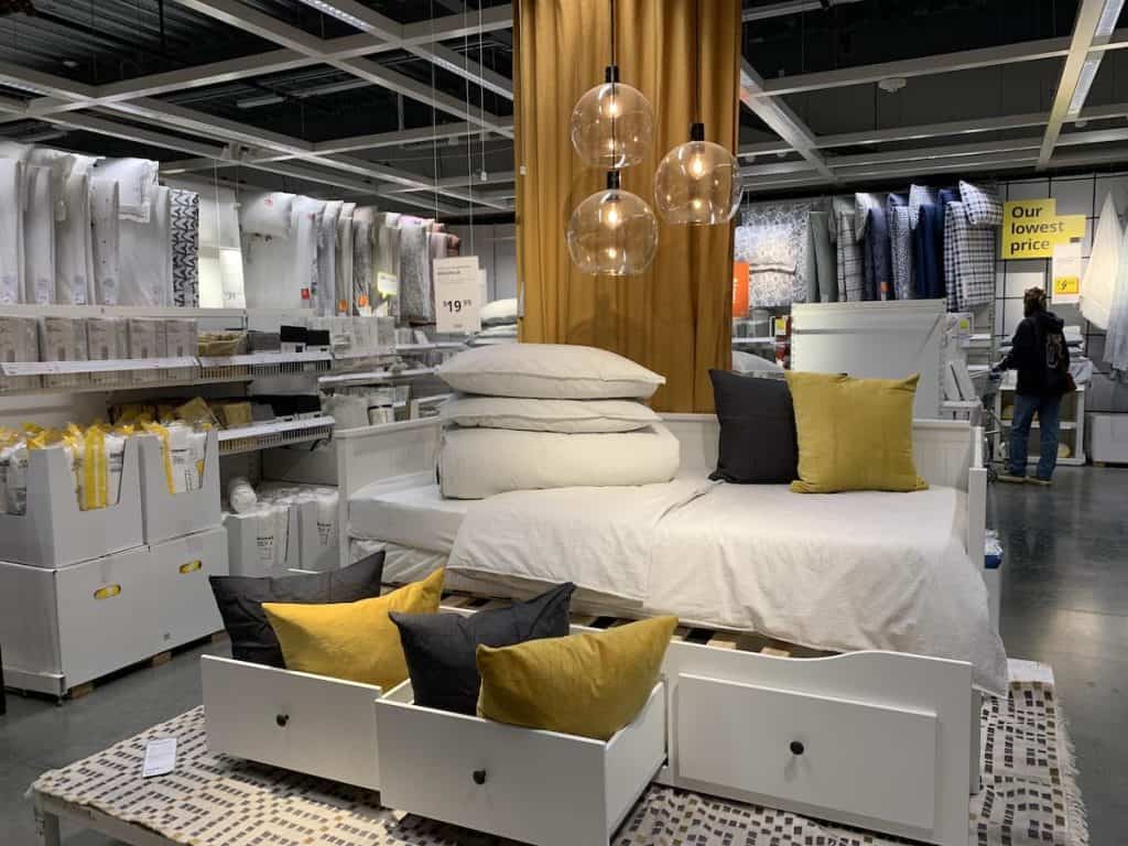 IKEA bed and pillows