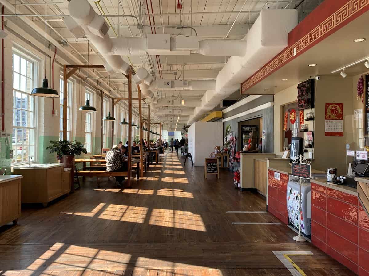 interior of Optimist Food Hall in Charlotte.