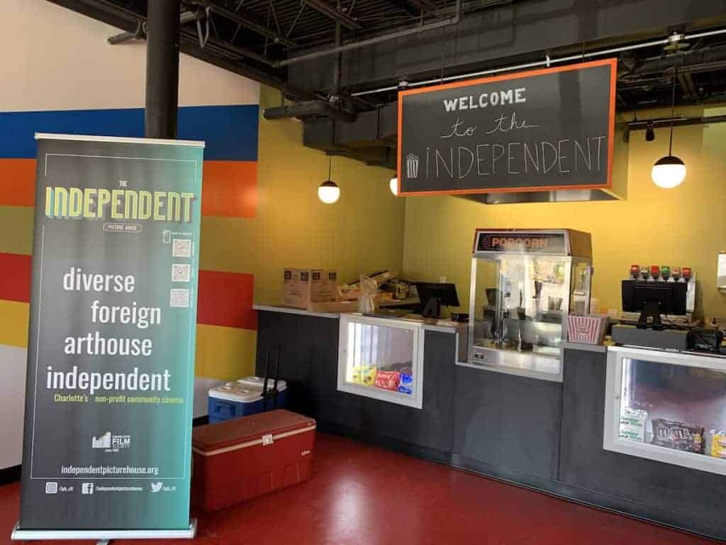 Concession stand at Independent Picture House in Charlotte, NC
