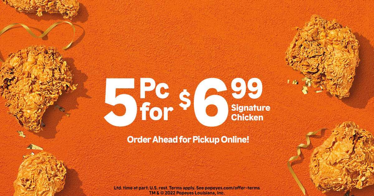 Popeyes celebrates 50th Birthday with five pieces of chicken ...