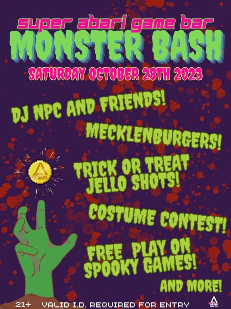 poster for super abari game bar monster bash