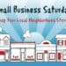 logo for small business saturday with picture of shops