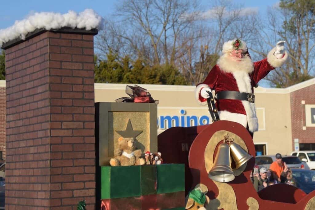 Santa in parade in Kings Mountain, NC