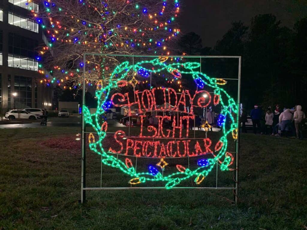 Sign says Holiday Light Spectacular in lights