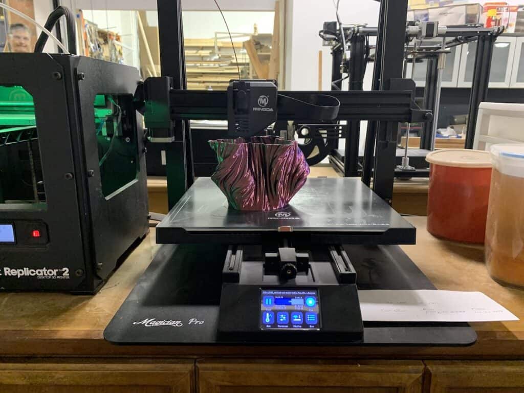 3d printer creating vase at Makerspace Charlotte