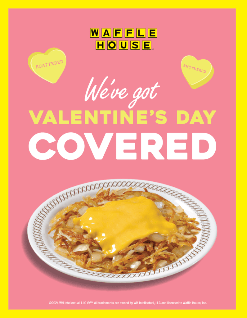 flyer for Waffle House's Valentine's Day event