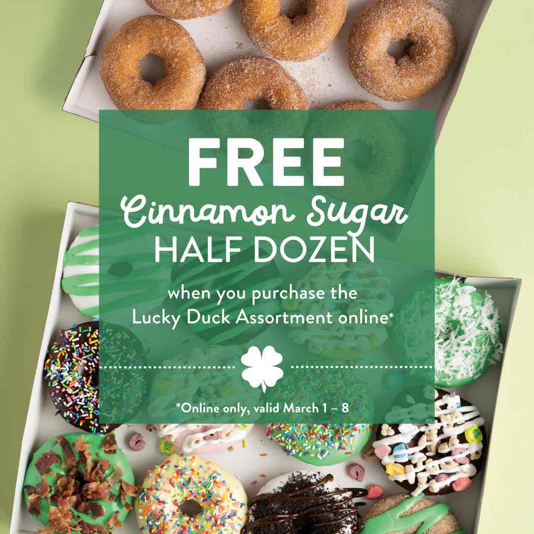 Final Day for Duck Donuts Free half dozen Cinnamon Sugar when you