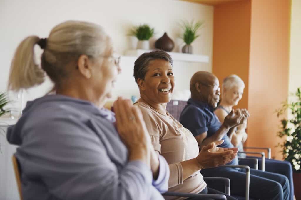 Seniors socializing