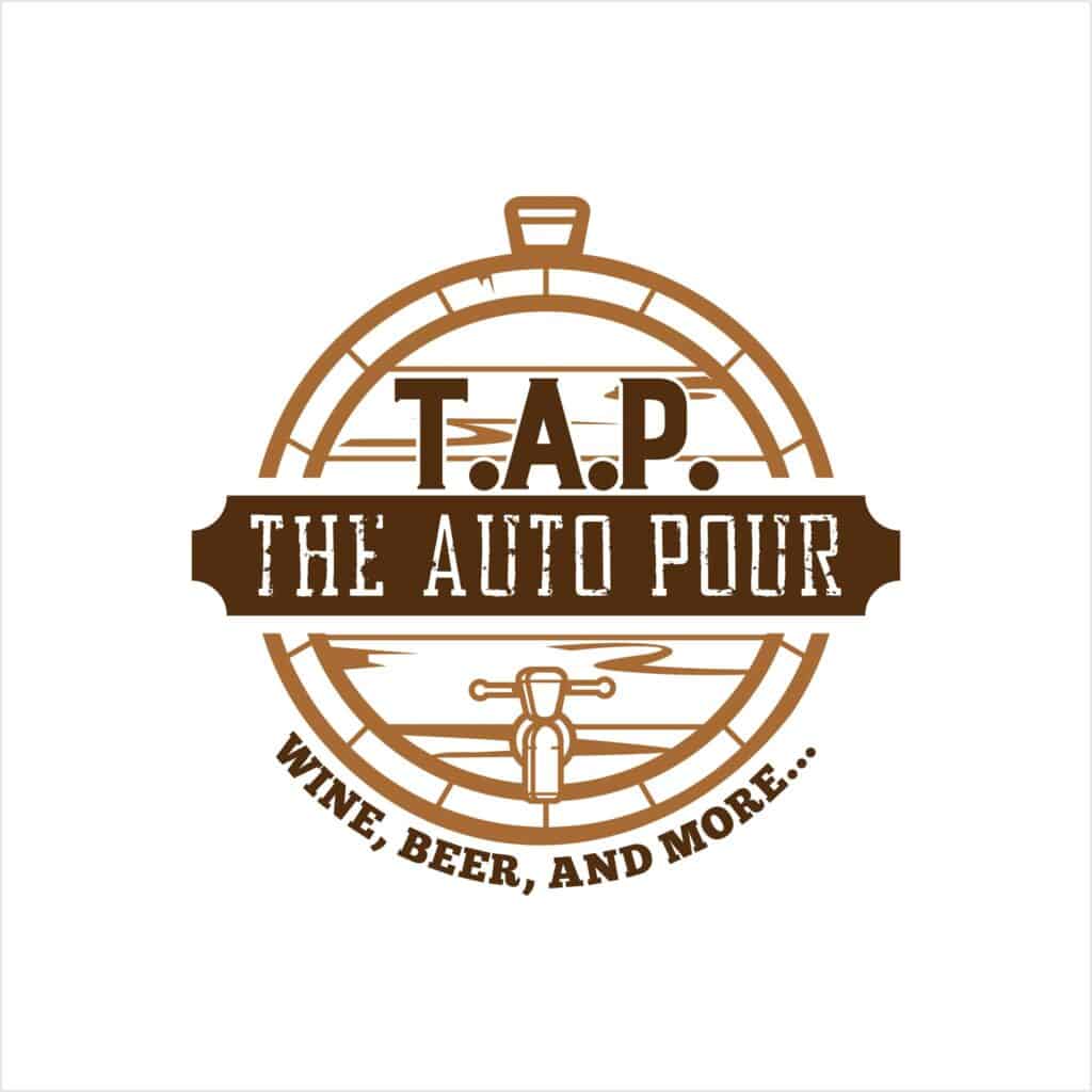 Logo of The Auto Pour, which features an illustration of a tap, drawn in brown against a white background