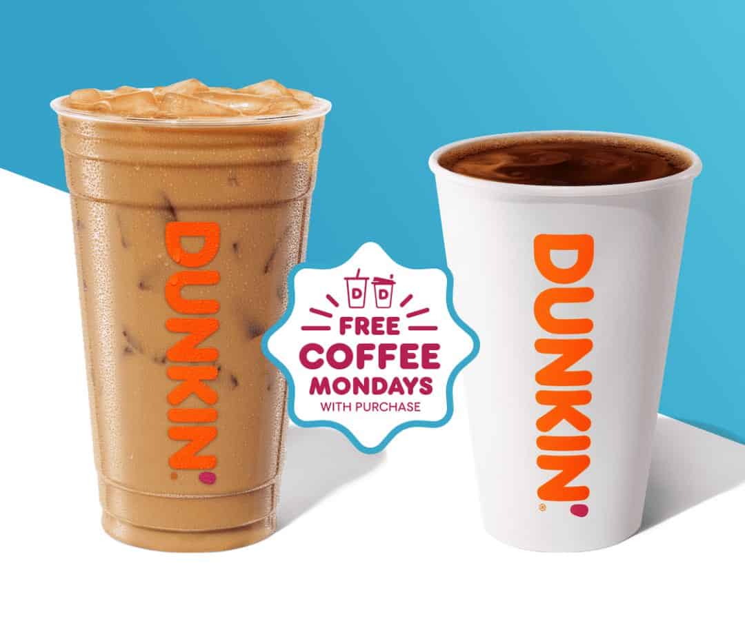 Dunkin’ free coffee Mondays in September with any purchase Charlotte
