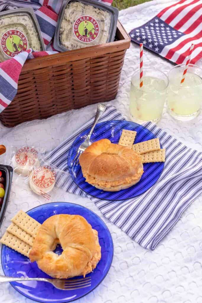 picnic with chicken salad sandwiches