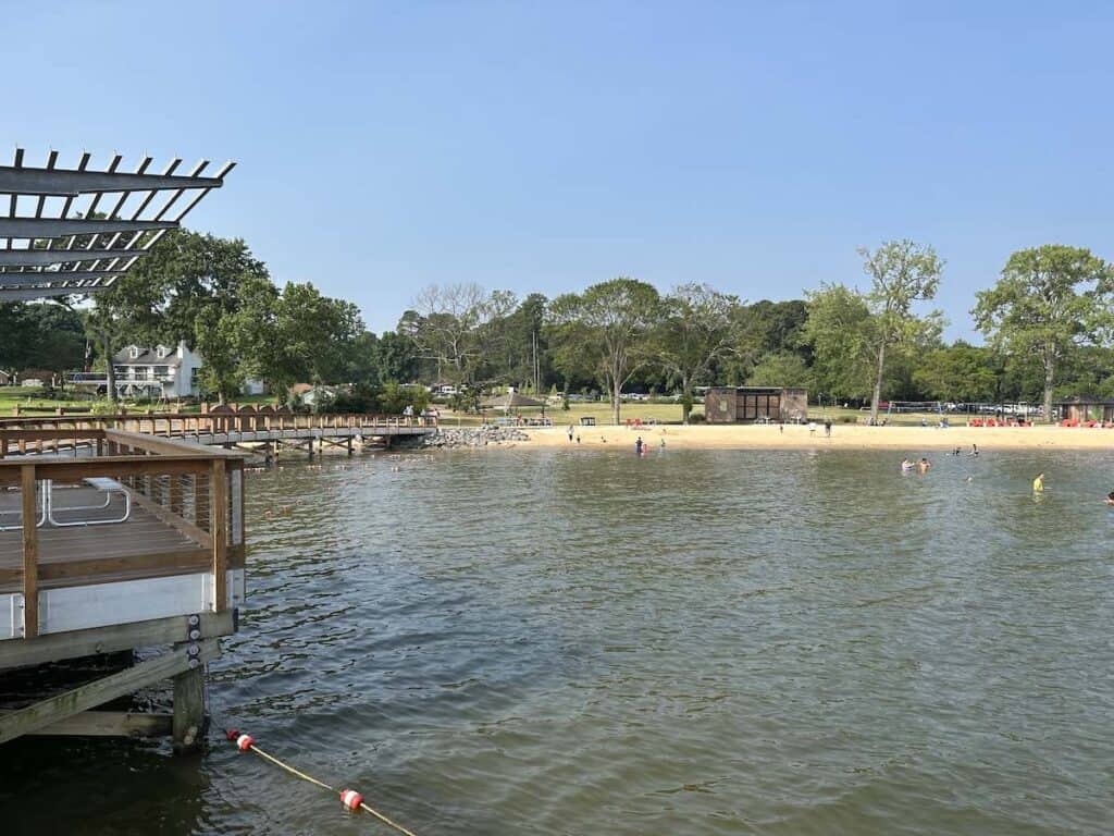 swimming area and pier at Ebenezer Park in Rock Hill