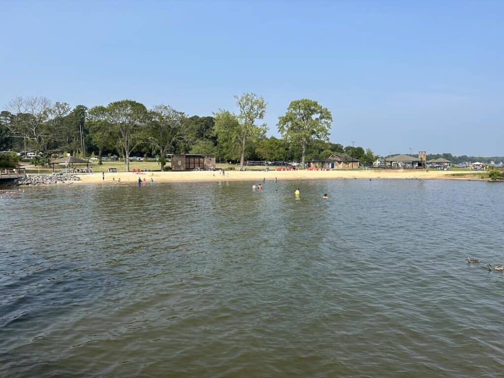 swim area and beach at ebenezer park in rock hill, SC
