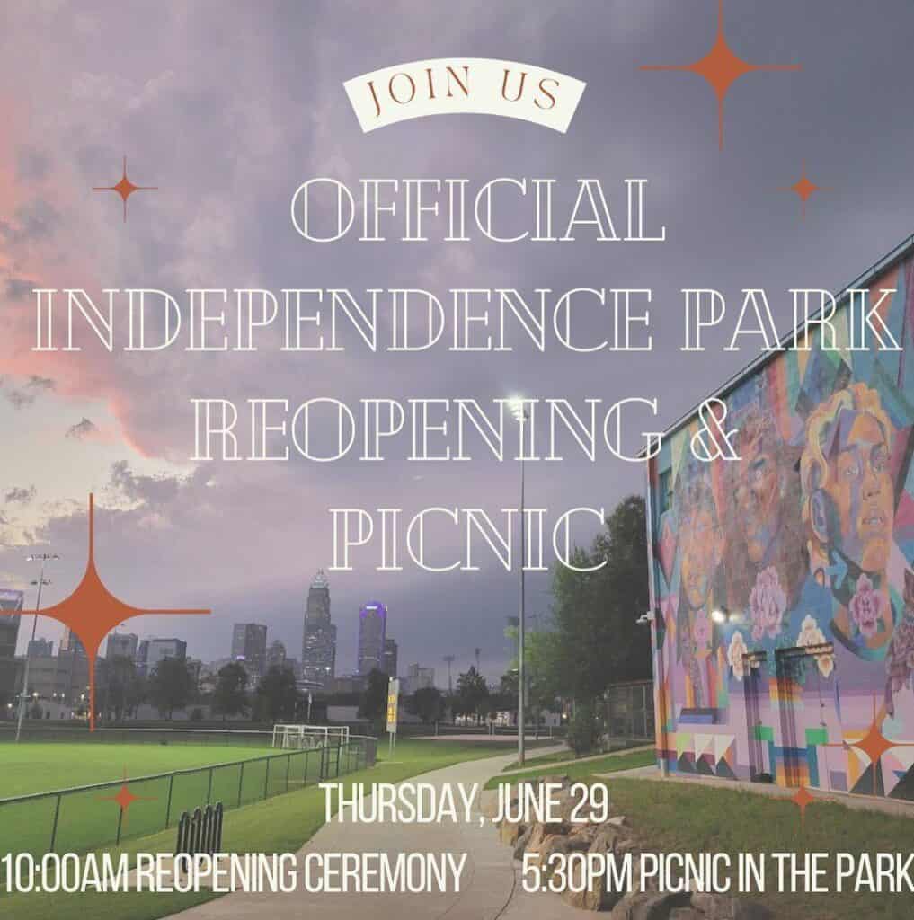 poster for Independence Park re-opening