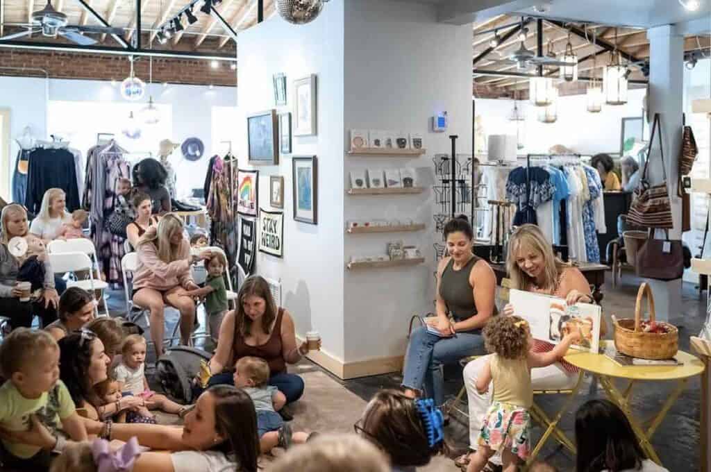 Children and families at a story time