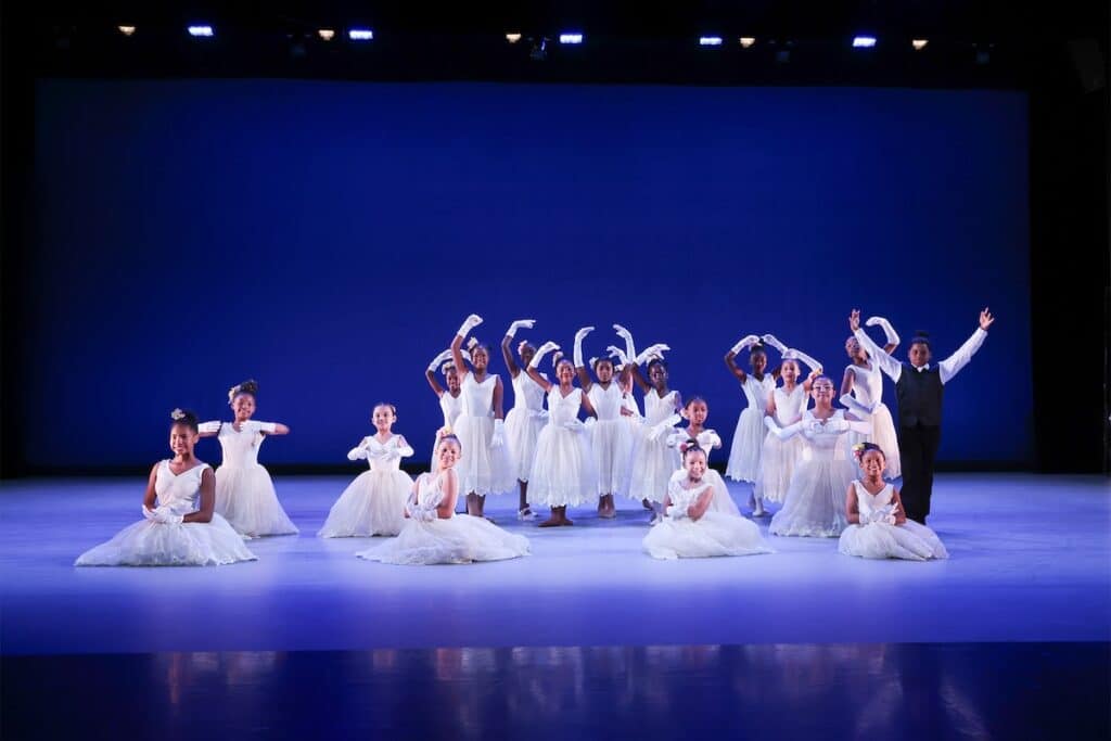 Children dancing on a stage