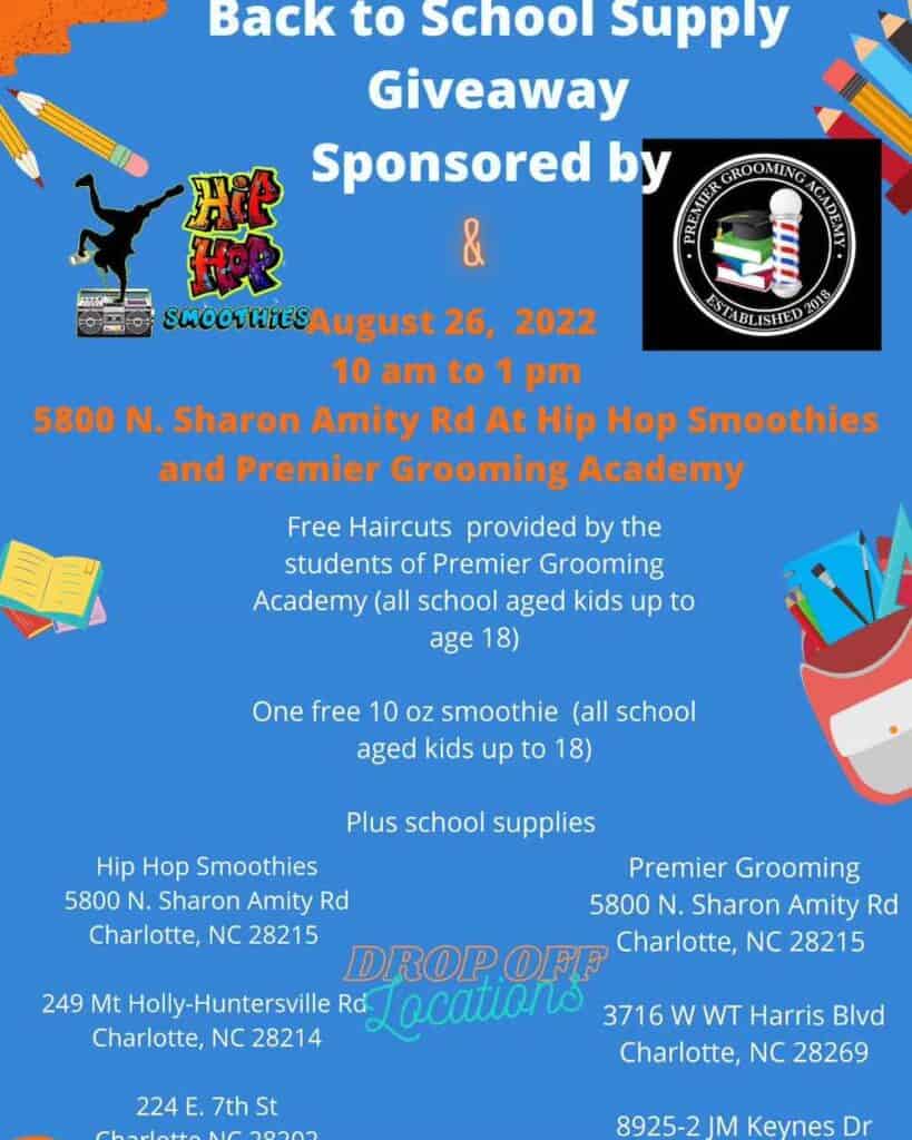 flyer for hip hop smoothie's back to school event