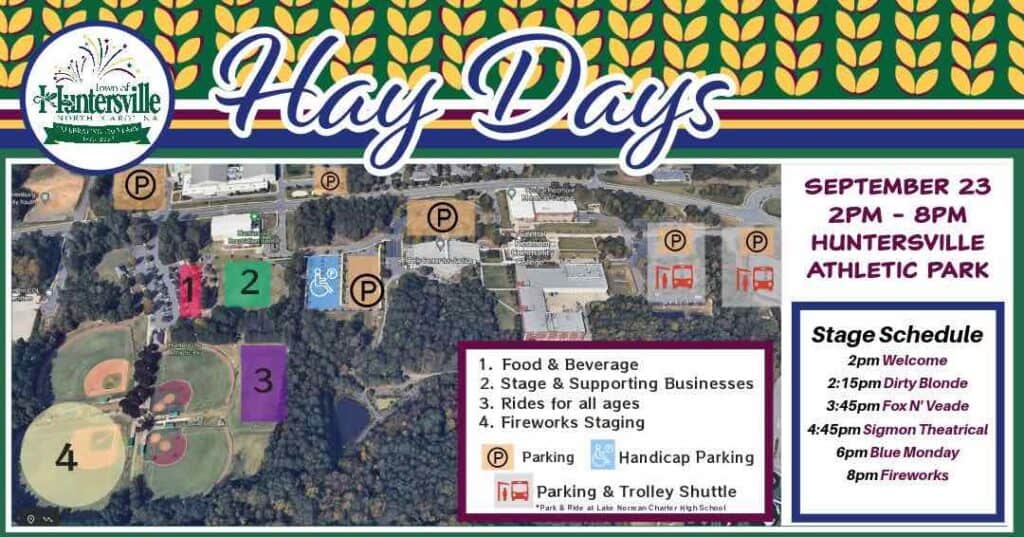 map for Huntersville Hay Day celebration