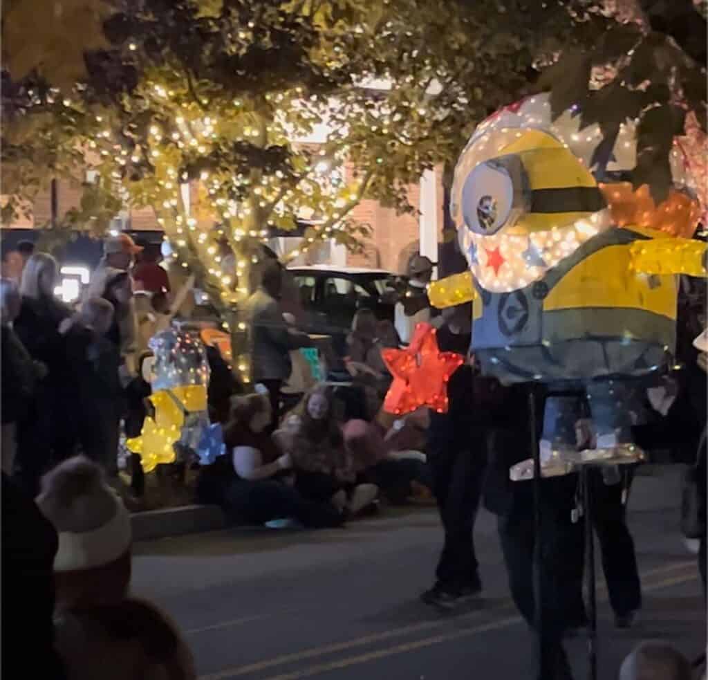 minion lantern in parade in Mount Holly