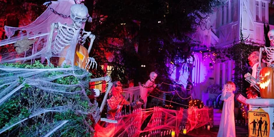 spooky scene from haunted house