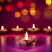 Clay diya lamps lit during Diwali