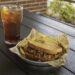 Sonny's pulled pork sandwich, fries and drink