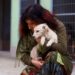 woman with dog at shelter