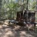 trail and enclosure in woods at Carolina Raptor Center