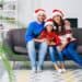 family posing for Christmas photo