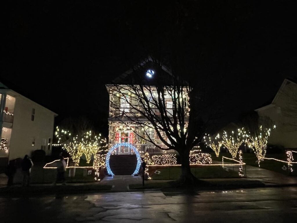 house decorated for christmas in McAdenville, NC